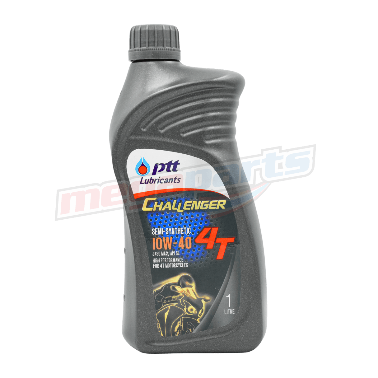น้ำมันเครื่องรถเกียร์ CHALLENGER 4T 10W-40 MA2 1L (PTT) ขวดดำฝาสีดำ (กึ่งสังเคราะห์)